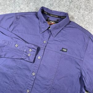 Harley Davidson Shirt Womens Large Purple Long Sleeve Button Up Embroidered Logo
